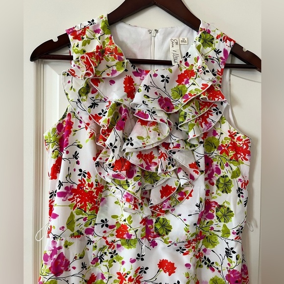 Emma & Michele Sleeveless Floral Neckline Ruffle Dress Women’s Size 10 - Picture 2 of 16